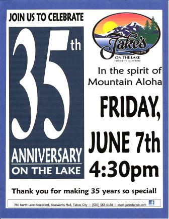 Jake's on the Lake 35th Anniversary Party