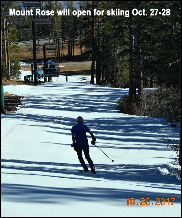 Mt. Rose To Open For Skiing Oct. 27-28