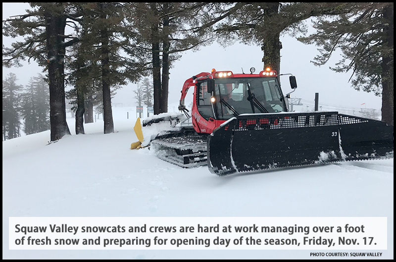 Squaw Valley to Open Friday Nov. 17 with over a foot of fresh snow